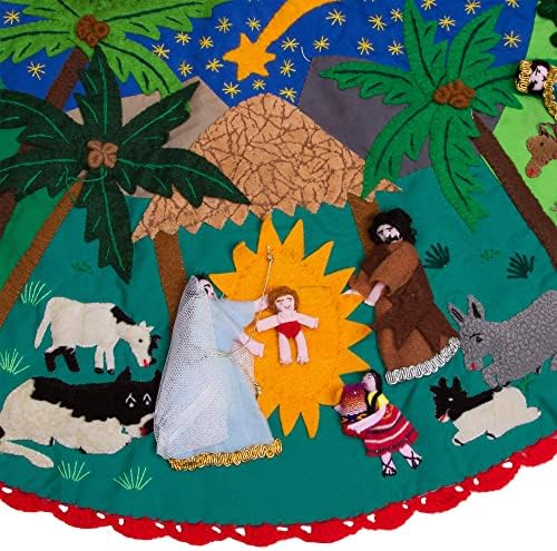 חצאית עץ חג חג המולד של נוביקה כריסטיאן כותנה, רב -צבעוני, סיפור הילידים '