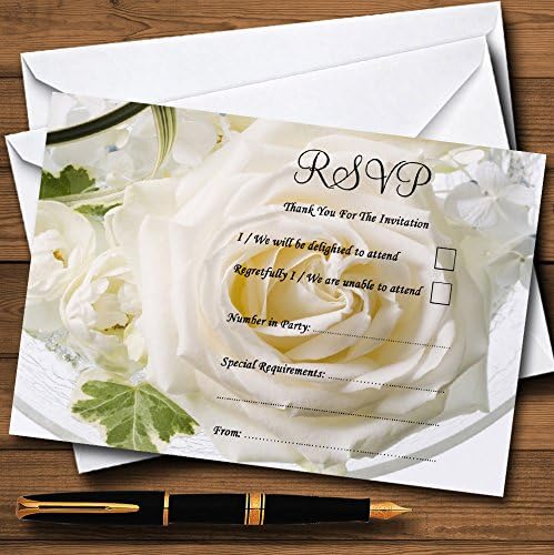 כרטיסי RSVP בהתאמה אישית של ורד לבן