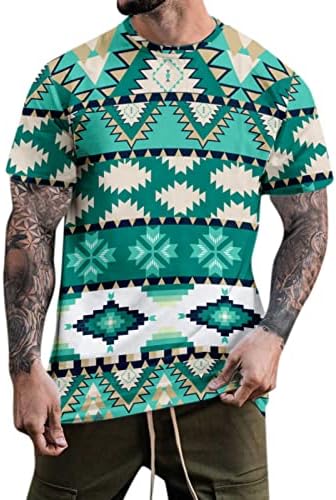 חולצות טריקו של שרוול קצר של XXBR Mens, וינטג 'אצטק בוהו הדפסים ספורט ספורט חולצת טי אתנית מזדמנת