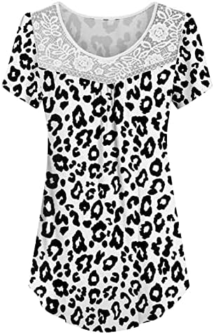 2023 בגדים טרנדי תחרה כותנה צוות צוואר טלאים גרפיים חולצה עליונה לנשים סתיו סתיו שרוול קצר טי 8K 8K
