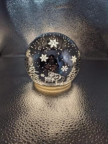 עיצוב חג המולד איילים מקסים מזחלת כדור שלג - 4.7 x 5.1 אינץ '