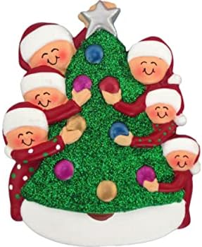 משפחת עץ קישוט בהתאמה אישית של 6 קישוטים לחג המולד מתנה 2022 - ילדים אחים נכדים נכדים בני דודים