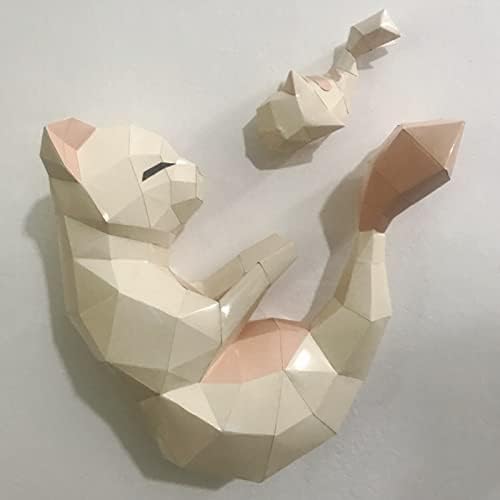 צורת חתול אלגנטית פסל נייר DIY קישוט קיר גיאומטרי קיר קיר תלת מימדי דגם נייר בעבודת יד גביע נייר יצירתי
