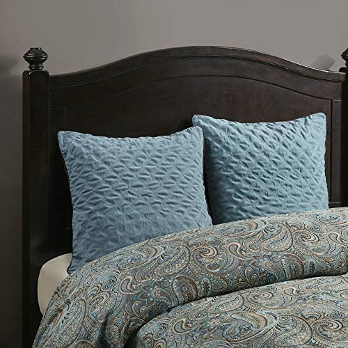 המפטון היל לורן קינג מיטה מיטת מיטה שמיכת השמיכה 2-ב -1 מיטה בתיק-כחול, חום, ג'קארד פייזלי מפואר-9
