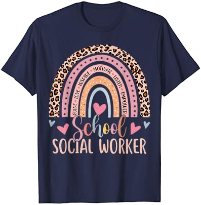 בית ספר עובד סוציאלי קשת הדפס מנומר מצחיק עבודה סוציאלית חולצה