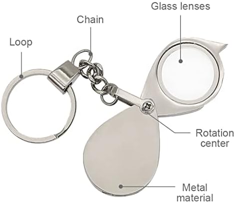 עבה מתקפל כיס 8 מפתח שרשרת זכוכית מגדלת מתכת נייד מגדלת זכוכית קטן גודל זכוכית עדשה