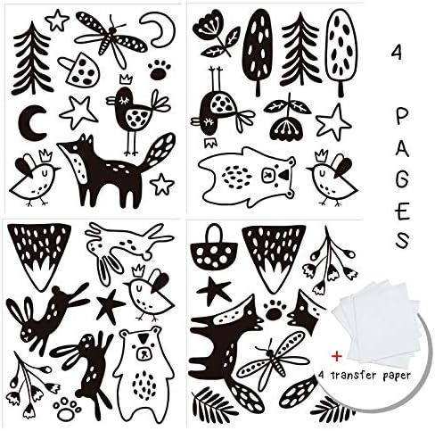 קיר ויניל לילה שחור יער מדבקות בעלי חיים 40 יח '. עיצוב משתלת, עיצוב אמנים מקורי. מדבקה דבק לילדים.