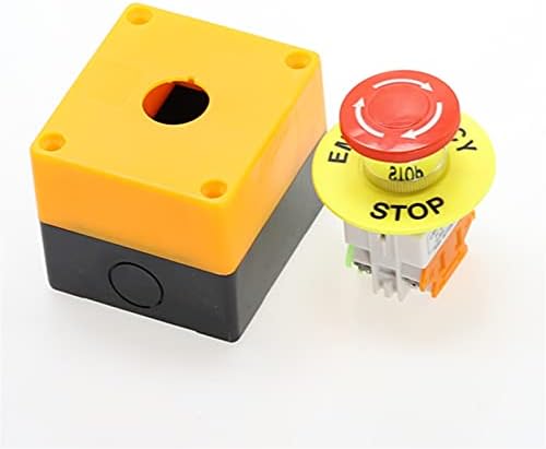 Puryn 1pcs מעטפת סמן אדום לחצן כפתור כפתור DPST פטריות חירום כפתור AC 660V 10A NO+NC LAY37-11ZS