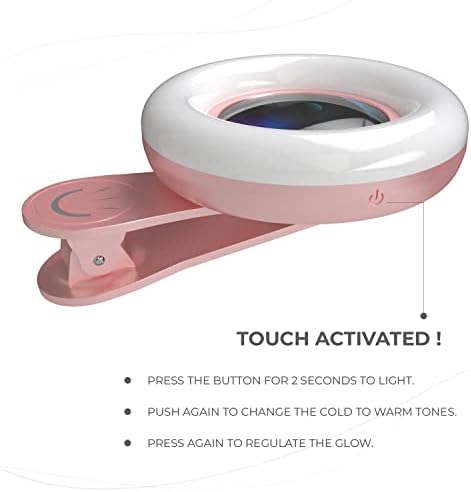 עדשת מאקרו לסמארטפון אייפון / אנדרואיד, זום פי 15 עם אור טבעת לד משולב-אפקט מתכוונן לקליפ צילום טלפון
