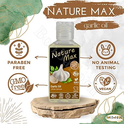 Nature Max Garlic Oil Essential Oils Organic Natural Undiluted Pure for Hair Skin Care and Massage Cold Pressed