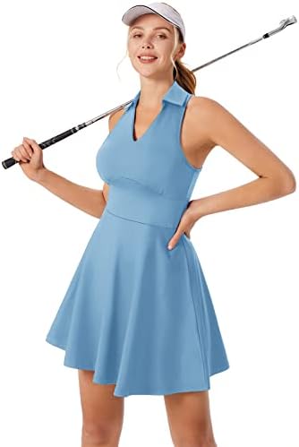 שמלת טניס ללא שרוולים שמלת גולף של ג'ק סמית 'לנשים עם כיסי חזייה מובנים ומכנסיים קצרים לאימון אימונים
