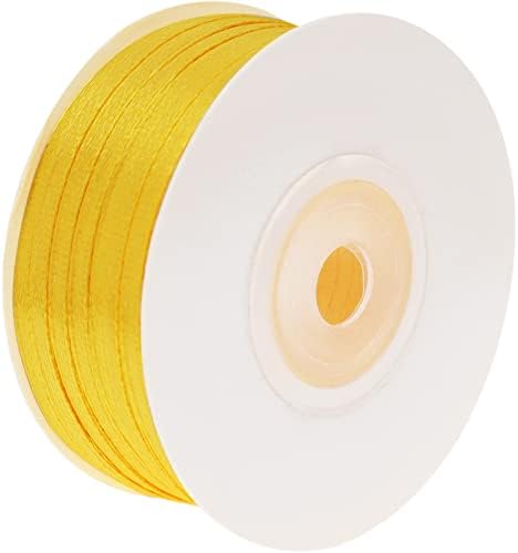 NSILU 1/8 אינץ 'רוחב פוליאסטר סאטן סאטן, סרט צהוב של 100 חצר, מושלם לחתונה, עטיפת מתנות, ייצור קשת