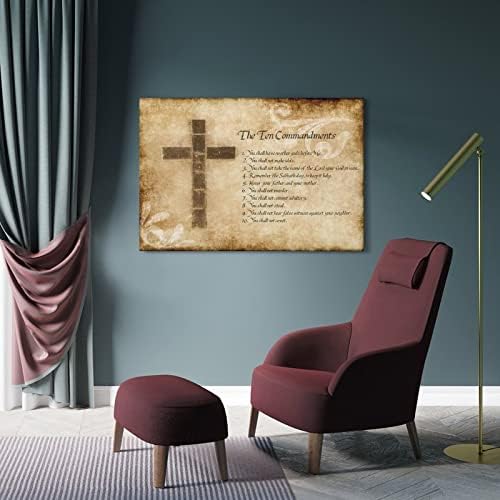 פוסטר של 10 מצוות צלב נוצרי דתי אמרות פוסטר עבור חדר אסתטי פוסטרים & מגבר; הדפסים על בד קיר אמנות פוסטר