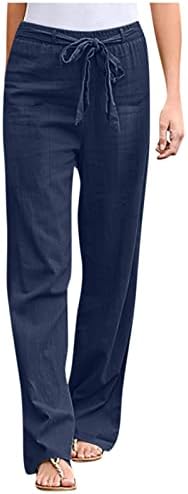 מכנסי רגל רחבים של זלובה לנשים מכנסיים ארוכים במותניים גבוהים מזדמנים עם כיסים מכנסי פשתן כותנה רחבים