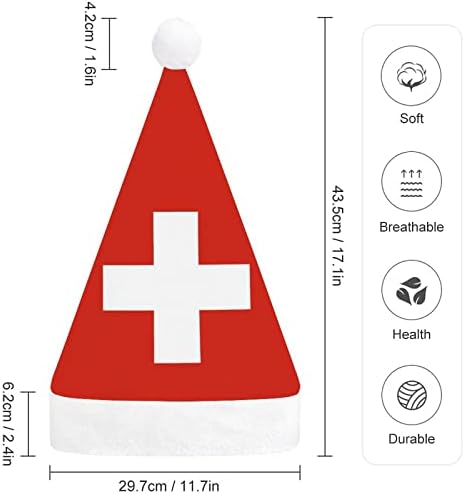 שוויץ דגל חג המולד כובע סנטה קלאוס כובעי קצר קטיפה עם לבן חפתים לגברים נשים חג המולד חג מסיבת קישוטים