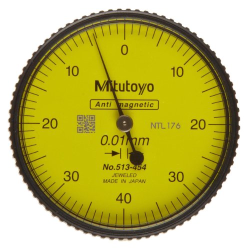 מיטוטויו 513-455E מחוון בדיקת חיוג, סט בסיסי, סוג אנכי, 8 ממ גזע דיא., חיוג צהוב, קריאה 0-100-0, 40 ממ