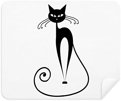 ארוך זנב שחור חתול בעלי החיים מתאר ניקוי בד מסך מנקה 2 יחידות זמש בד