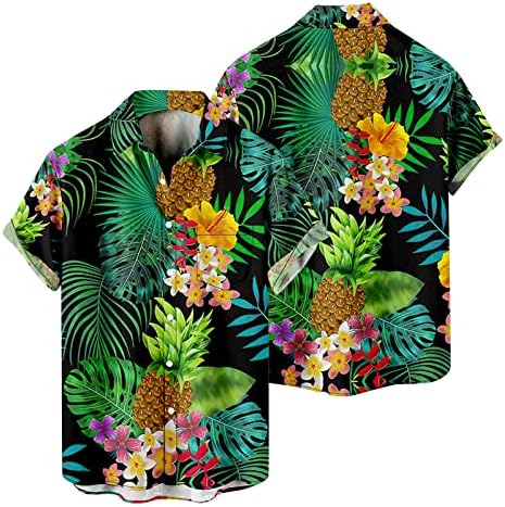 Zddo Mens קיץ קיץ חולצות הוואי כפתור למטה שרוול קצר טלאים טלאים