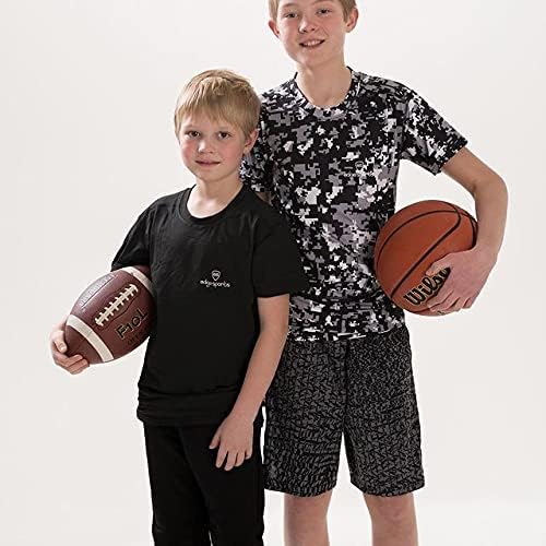 חולצות דחיסת בנים - מגניב חולצות אימון עם שרוול קצר יבש לספורט נוער - מושלם לבייסבול כדורגל כדורגל