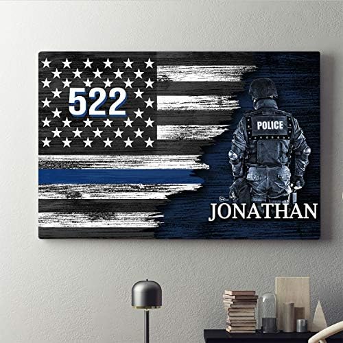 Vth גלובלי מותאם אישית שם מותאם אישית מספר תג שוטר קצין קו כחול דק חי חי עניין דגל אמריקאי בד הדפסים