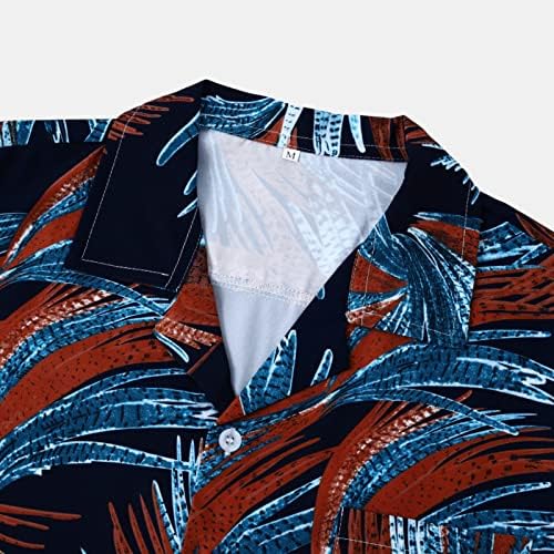 חולצות טריקו של אלוגואוג חולצות חוף לגברים כפתור קיץ חולצות לגברים הדפס פרחוני פונה צווארון חולצות קצרות