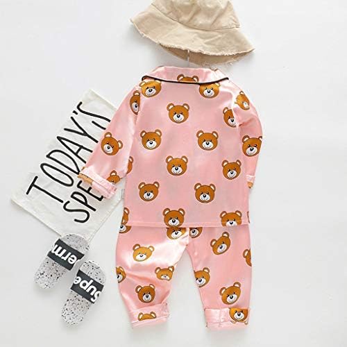 פעוטות תינוקות בנות בנות שינה עם שרוול ארוך פיג'מה דוב צמרות מצוירות+מכנסיים ראשונים תינוק פסחא