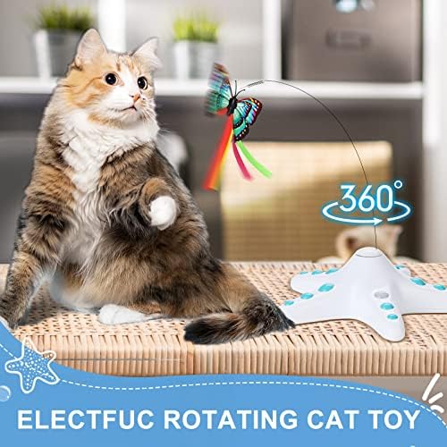 אינטראקטיבי חתול צעצוע אוטומטי חשמלי פרפר 360 סיבוב מסתובב חתלתול צעצוע, תנועה להפעיל חתול צעצועי