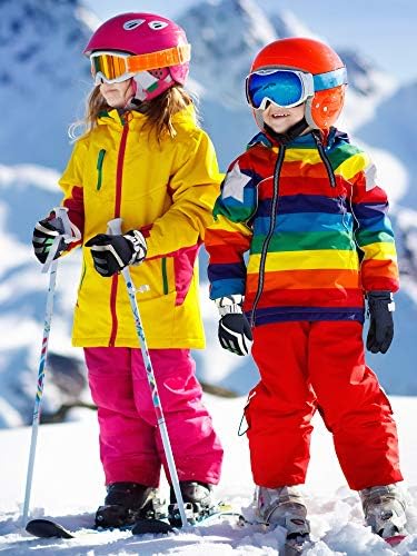 2 זוגות ילדים חם כפפות עמיד למים נוער כפפות ילדים סקי שלג סנובורד כפפות עמיד למים תרמית כפפות עם אבזם מתכוונן