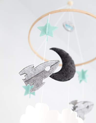 תינוק עריסה נייד עבור בנים ובנות-כחול תינוק מקלחת מתנת סט משתלת דקור ליל כוכבים ירח כוכב ענן רקטות חלל יוניסקס