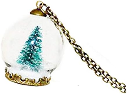 פרחים ופירות עץ חג המולד שרשרת גלובוס שלג, תליון כדור זכוכית, תכשיטים לחג המולד, שרשרת עץ חג