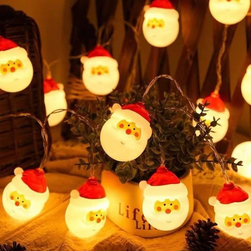 אורות מיתרים לחג המולד, 10 מצבי LED סנטה קלאוס שלג איש שלג אורות מיתר, אורות מיתר עץ חג המולד המופעלים על