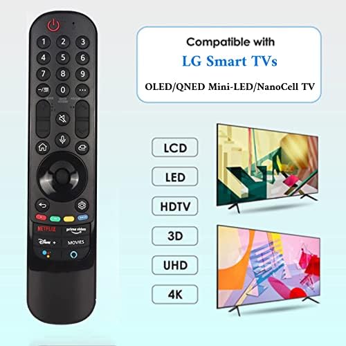 UniPlay MR21GA החלפה ל- LG OLED טלוויזיה שלט עם Netflix Prime Video Disney+ LG ערוצים לחצני קול שלט