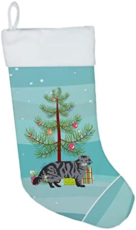 אוצרות קרוליין CK4552CS תלתל אמריקאי מס '1 חתול חג מולד שמח חג מולד חג מולד, אח תלויה גרביים