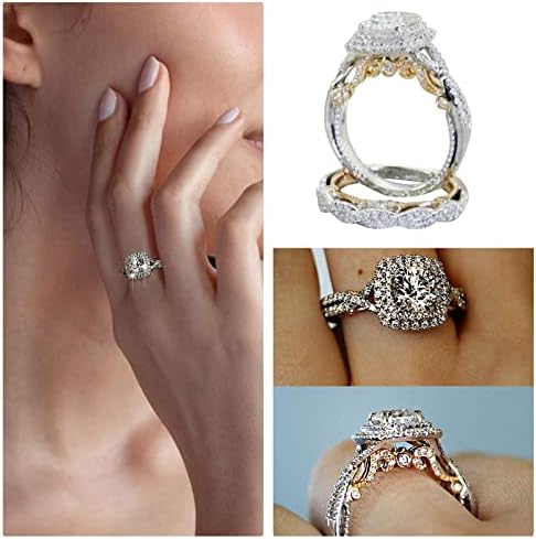 טבעות Moissanite לנשים ציפוי זהב ריבוע ריבוע ריבוע טבעת מעורבות יהלום זהב טבעת טבעת נישואין אחרונה