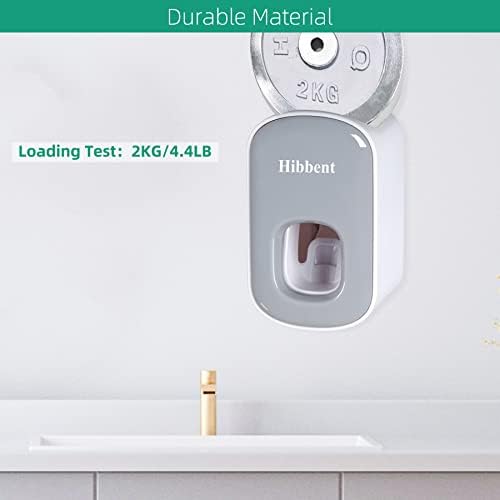 Hibbent 2 חבילות משחת שיניים מתקן קיר רכוב, סחיטת משחת שיניים אוטומטית לילדים ומשפחה, אביזרי אמבטיה עם מדבקה