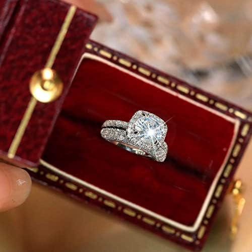 טבעות נשים מכירות טבעת יהלום מרובעת מכסף סט גיאומטריה ריינסטון ארבעה טפרים טבעת טבעת טבעת אירוס