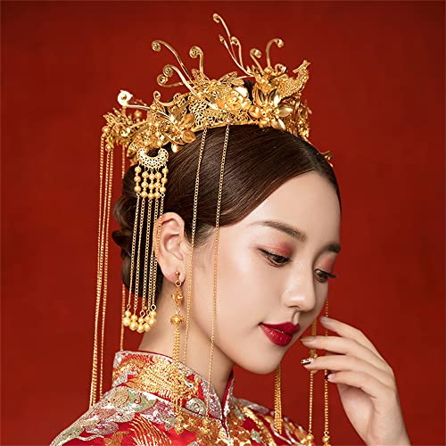 סיני חתונה הכלה אקססורי לשיער סיני כתר חתונה שיער אביזרי זהב פרח פרחוני חרוזים סנפיר בגימור משובץ כלה חתונה