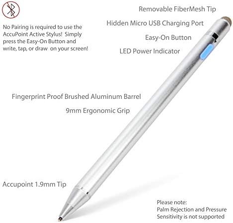 עט חרט בוקס גרגוס תואם ל- LG Q60 - חרט פעיל אקטיבי, חרט אלקטרוני עם קצה עדין במיוחד עבור LG Q60 - כסף מתכתי