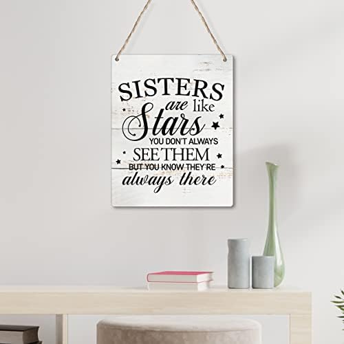 אחיות הן כמו כוכבים שלט עץ קיר אמנות כפרית אחות כפרית שלט תלייה מעץ לקישוט הקיר של דלת חדר השינה של אחות