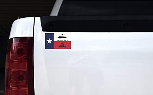 דגל Stickertalk Texas עם הדפס שחור בוא וקח אותו ומדבקת ויניל עיצובים של גדסדן, 5 אינץ 'על 3 אינץ'