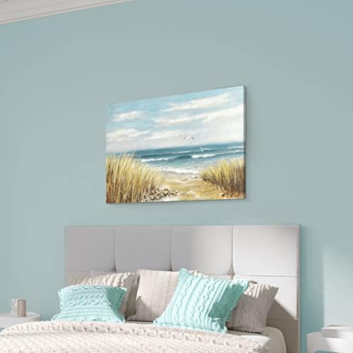 קיר חוף בד חוף אמנות קיר: סלון תקציר ציור אוקיינוס ​​חדר שינה מודרני גדול ים חוף יצירות אמנות מצוירות