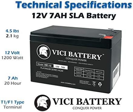 VICI סוללה VB7-12 - 12V 7AH 2 חבילה סוללה נטענת למוצרי מותג מערכות אבטחה