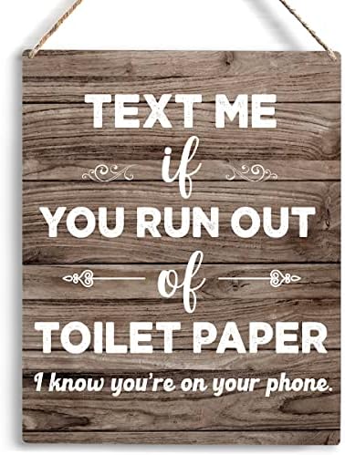 עיצוב אמבטיה מתנות מצחיקות שלח לי טקסט אם נגמר לך נייר טואלט עץ תלייה שלט חווה בית חדר כפרי עיצוב