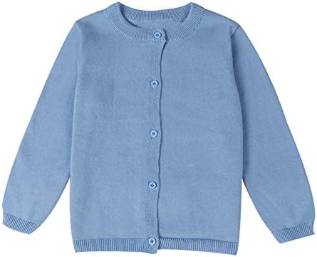 בנות תינוקות בנות כפתור קרדיגן פעוט כותנה סוודר סרוג 1-5T ילד