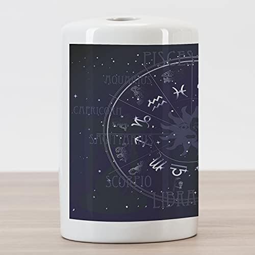 Ambesonne Astrology Ceramic Ceramic Holder, הורוסקופ גלגל גלגל המזלות בצורת גלגל מעגל על ​​כוכב נראה