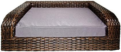 איקוני לחיות מחמד קש / נצרים לחיות מחמד ספה מיטה-ספה עשוי ארוג דקל גבעולים של קש עם מתכת מסגרת, מקורה/חיצוני