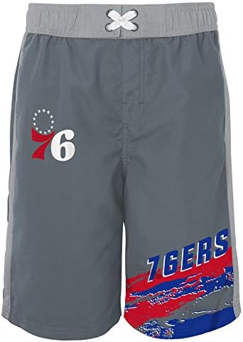 Outstuff NBA Big Boys נוער אפור חום מכנסי שחייה קצרים, פילדלפיה 76ers גדולים