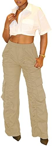 מכנסי רץ לנשים ווגטיים מכנסיים אלסטיים מותניים גבוהים עייפות צבא עייפות מכנסי מטען ישר מכנסי