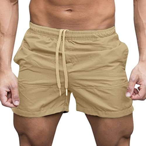 אימון לגברים מכנסי ספורט קצרים מהיר יבש משקל קל משקל מכנסי כושר קצרים מזדמנים חוף קיץ חוף גזעים עם כיסים