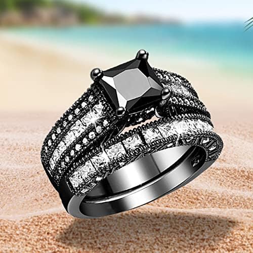 2023 חדש 2 ב 1 נשים וינטג 'טבעת שחורה טבעת יהלום מעורבות טבעת טבעת טבעת נלהבת